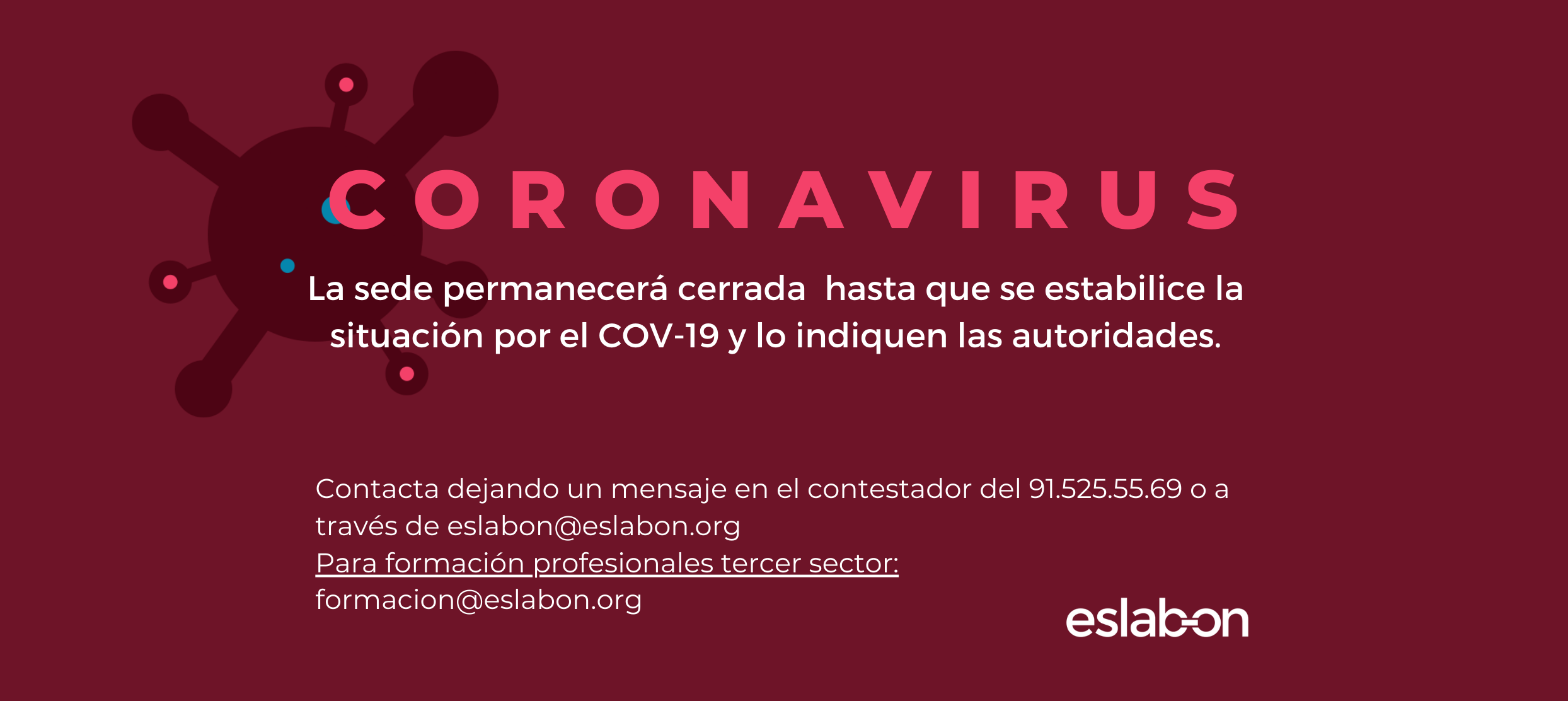 Aviso cierre coronavirus